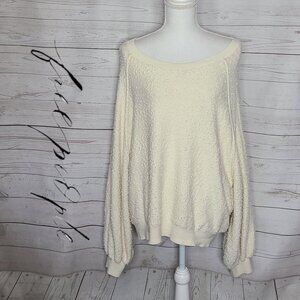 Free People Cream Textured Sweatshirt